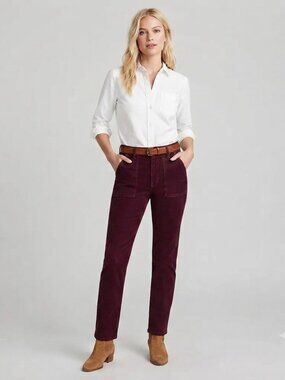 Madewell Slim Straight Leg Utility Corduroy Pants Garment Dye Marron Size 28 NWT